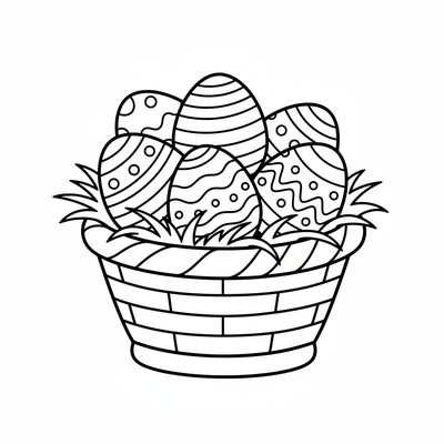 Påskägg ligger i en korg med halm