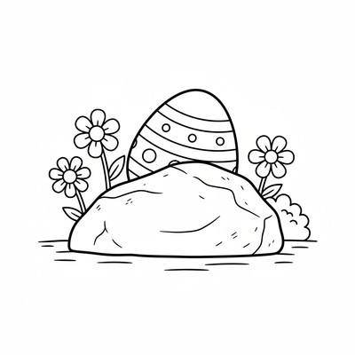 Påskägg gömt bakom en sten i trädgården