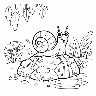 Snigel på en sten efter regn
