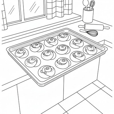 Lussekatter på en plåt i köket