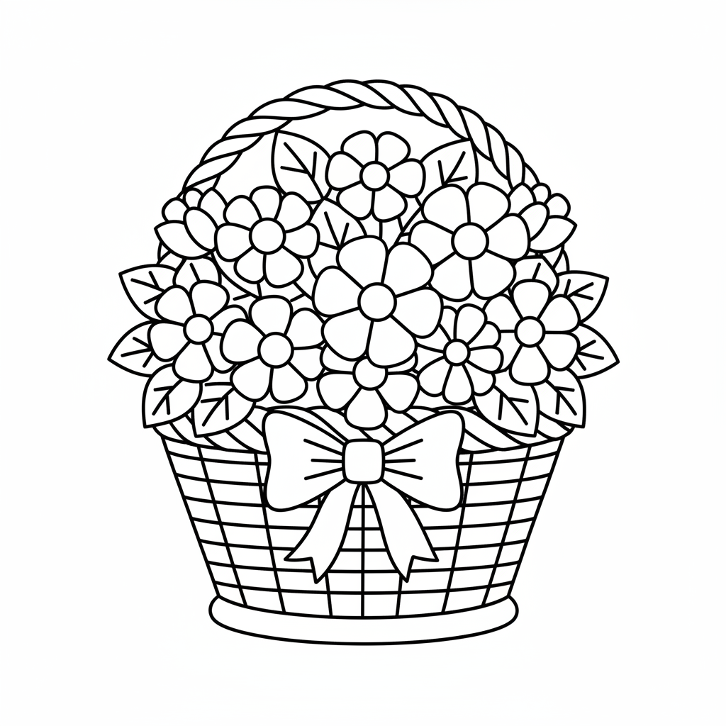 Mors dag blombukett ligger i en korg