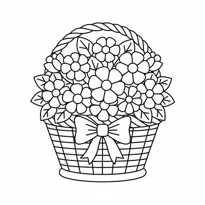 Mors dag blombukett ligger i en korg