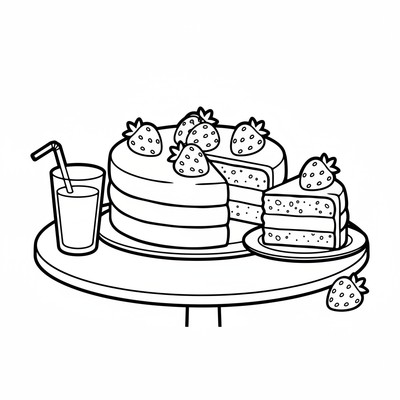 Mors dag kaka serveras med jordgubbar