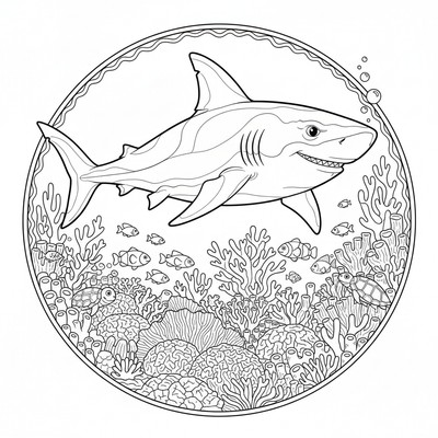 Haj som simmar över korallrev