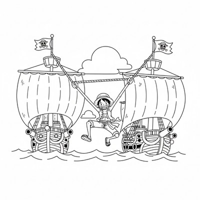 Luffy hoppar mellan skeppsmaster