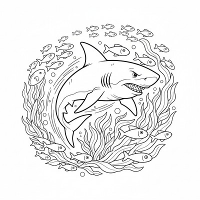 Haj bland sjögräs och småfisk