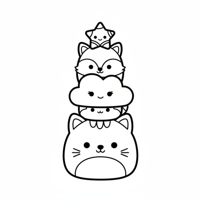 Squishmallows staplas som ett torn