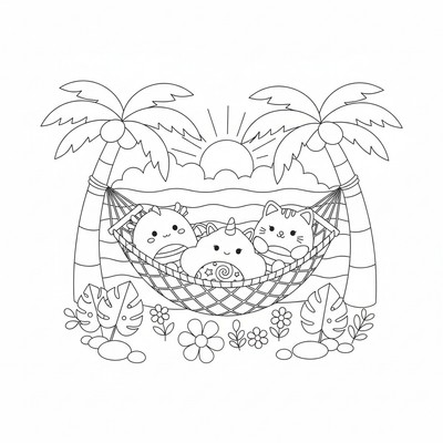 Squishmallows gungar i en hängmatta