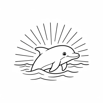 Delfin nära ytan med solstrålar ovanifrån