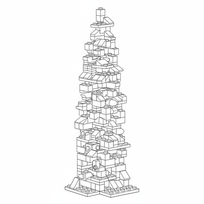 Lego staplas som ett högt torn