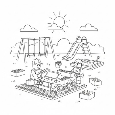 Lego formar en bil i lekparken