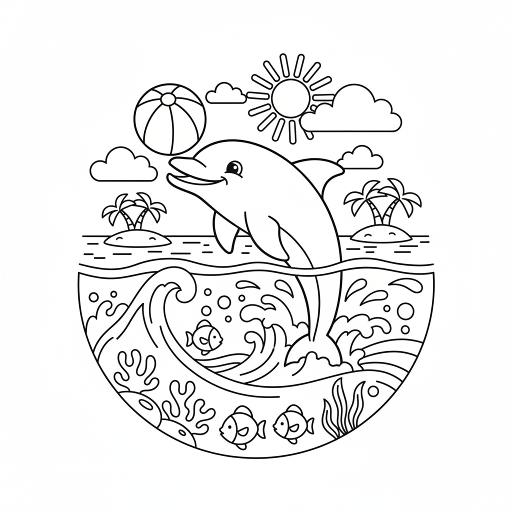Delfin som leker med en boll i vattnet