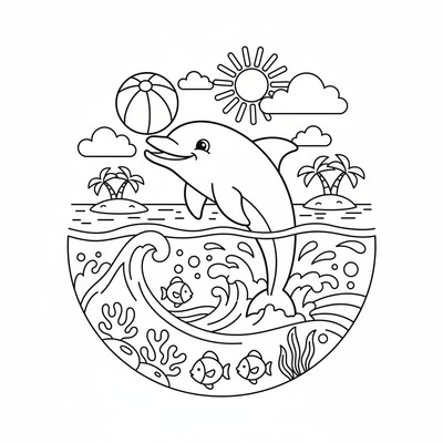 Delfin som leker med en boll i vattnet