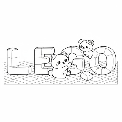 Lego staplas till bokstäver på golvet
