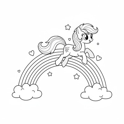 My Little Pony springer över en regnbåge