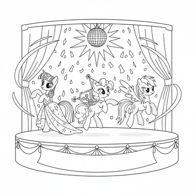 My Little Pony dansar på en scen med glitter