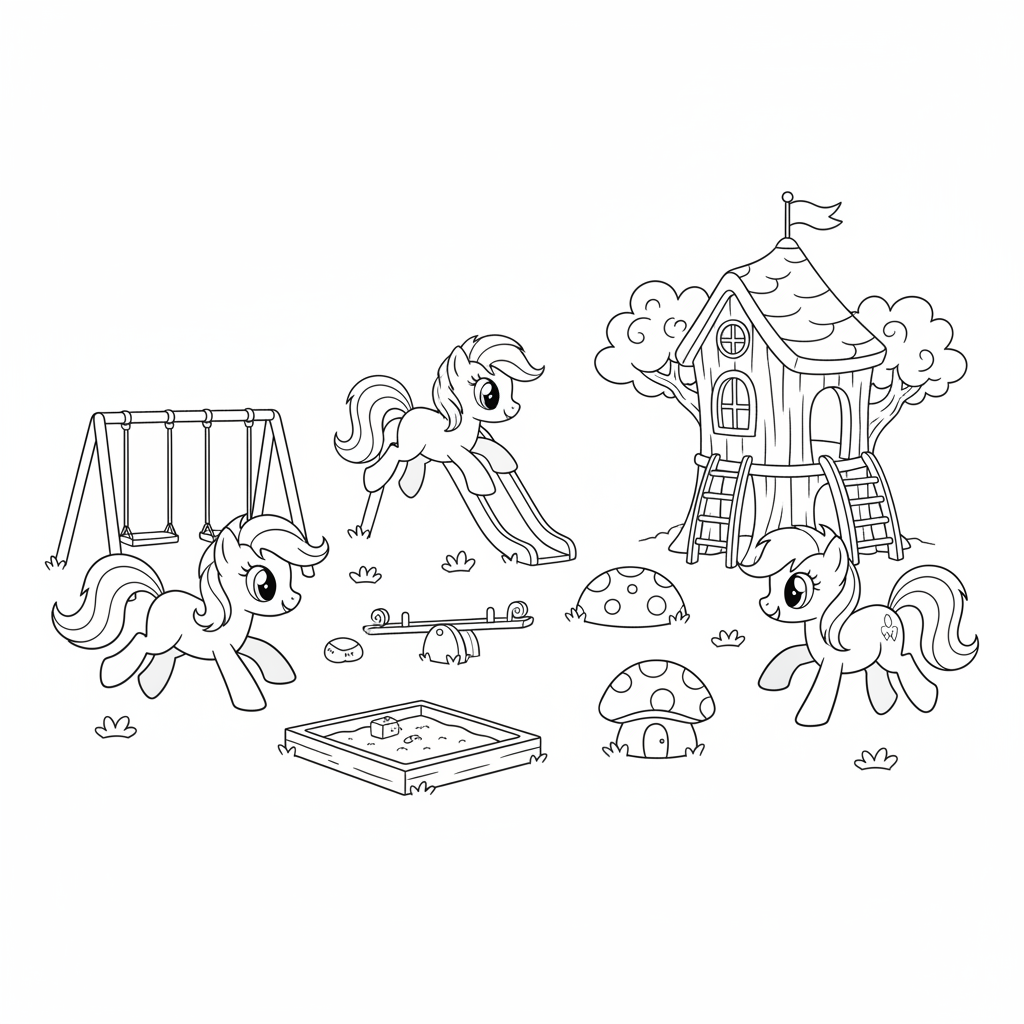 My Little Pony springer genom en lekpark