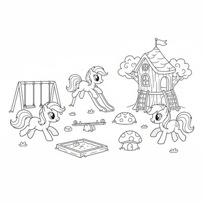 My Little Pony springer genom en lekpark