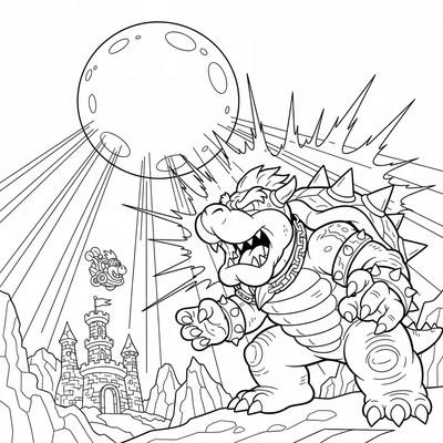 Bowser brölar under månskenet