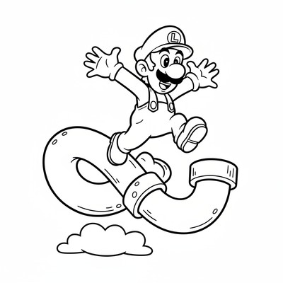 Luigi hoppar över gröna rör