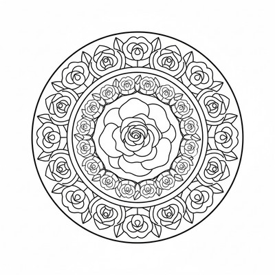Blommor mandala med rosor i cirkelmönster