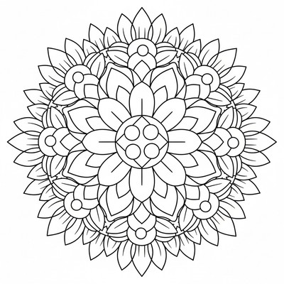Blommor mandala av solrosor i symmetri