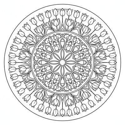 Blommor mandala fylld av tulpanfält