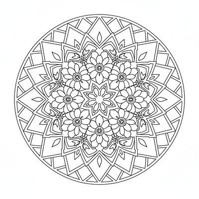 Blommor mandala av kaktusblommor