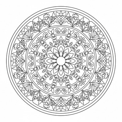 Blommor mandala med lavendel i mönster