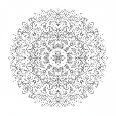 Blommor mandala av snödroppar i lager