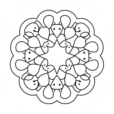 Djur mandala inspirerad av elefanter