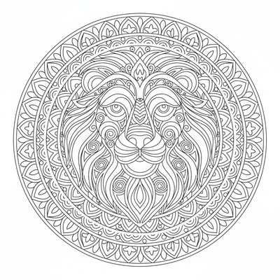 Djur mandala av lejon i lager