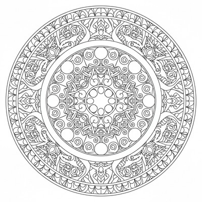 Djur mandala fylld av apor i ringar