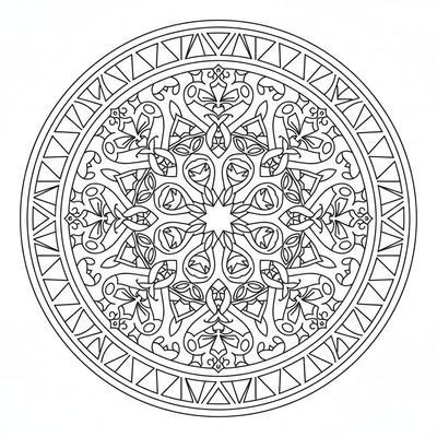Djur mandala med giraffer i symmetri