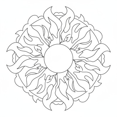 Mandala fylld av eldflammor