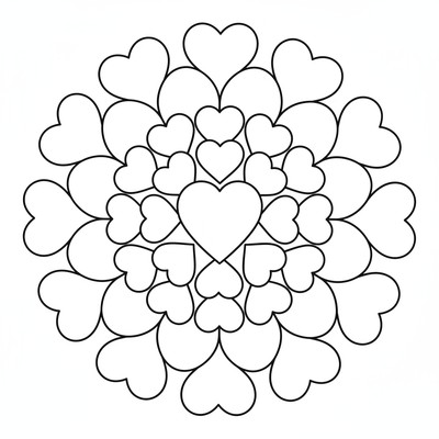 Mandala fylld av hjärtan i lager