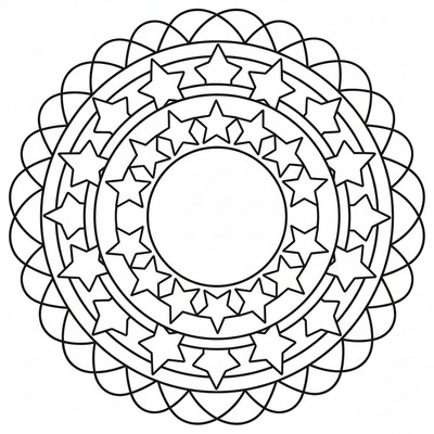Mandala med cirklar av stjärnor