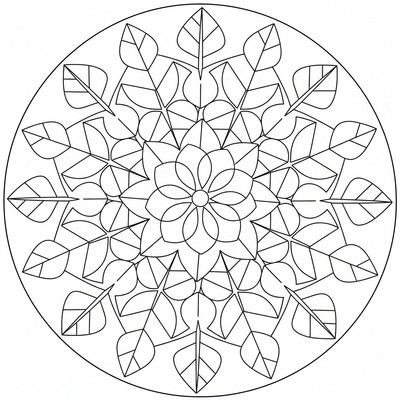 Mandala med löv och grenar i mönster