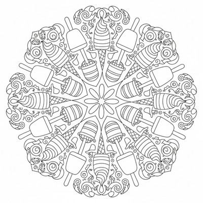 Mandala fylld av glassar i mönster