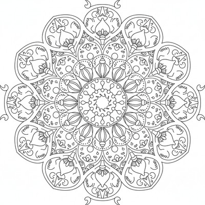 Mandala med lampor i spiraler