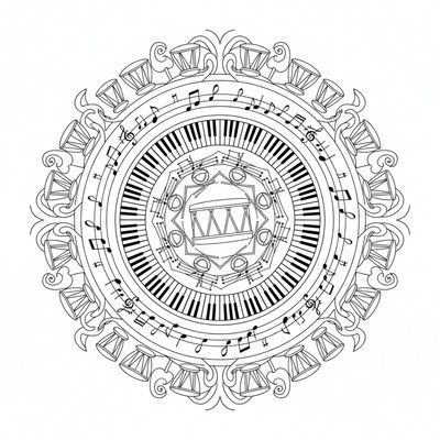 Mandala inspirerad av trummor och musik