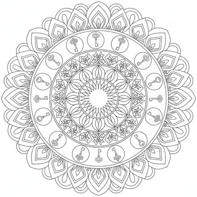 Mandala med nycklar i cirklar