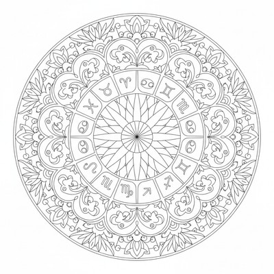 Mandala fylld av stjärntecken