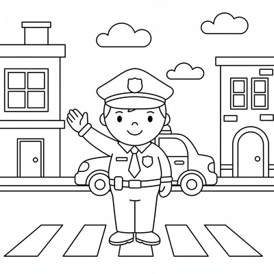 Polis dirigerar trafik på en stadsgata