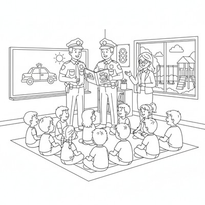 Polis besöker en skola för information