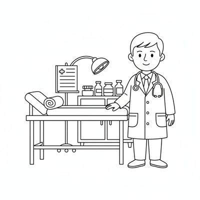 Doktor står vid en brits