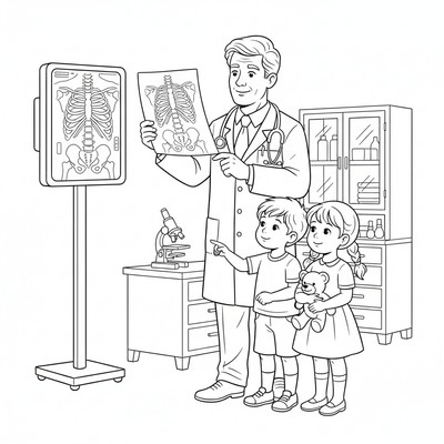 Doktor visar röntgenbilder