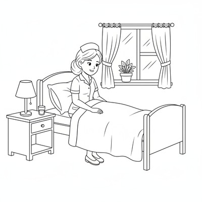 Sjuksköterska sitter vid en patientsäng