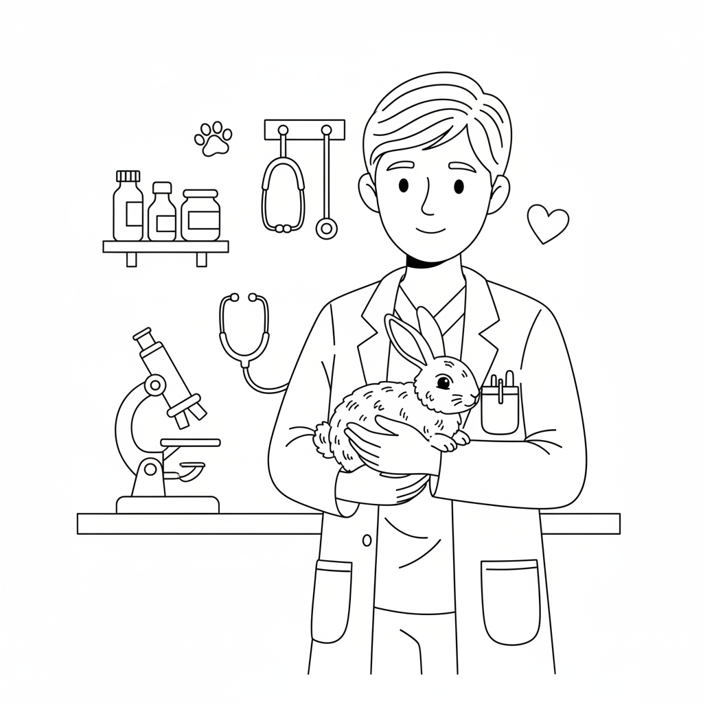 Veterinär bär en liten kanin