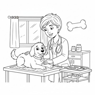 Veterinär undersöker en hund på bordet